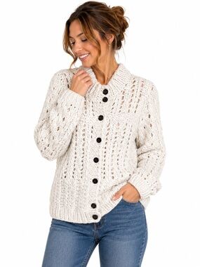 Cynthia Rowley White Knit Cardigan Medium